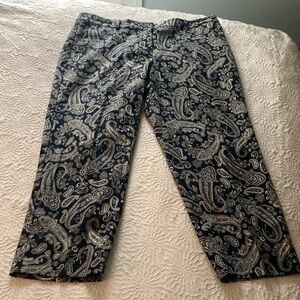 Loft Riviera Slim pants.  Size 14. Blue and white paisley pattern.  Never worn.